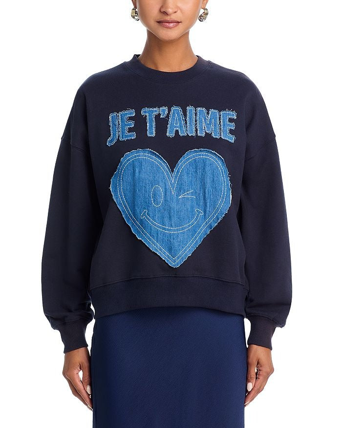 Denim Je T'aime Smiley Sweatshirt